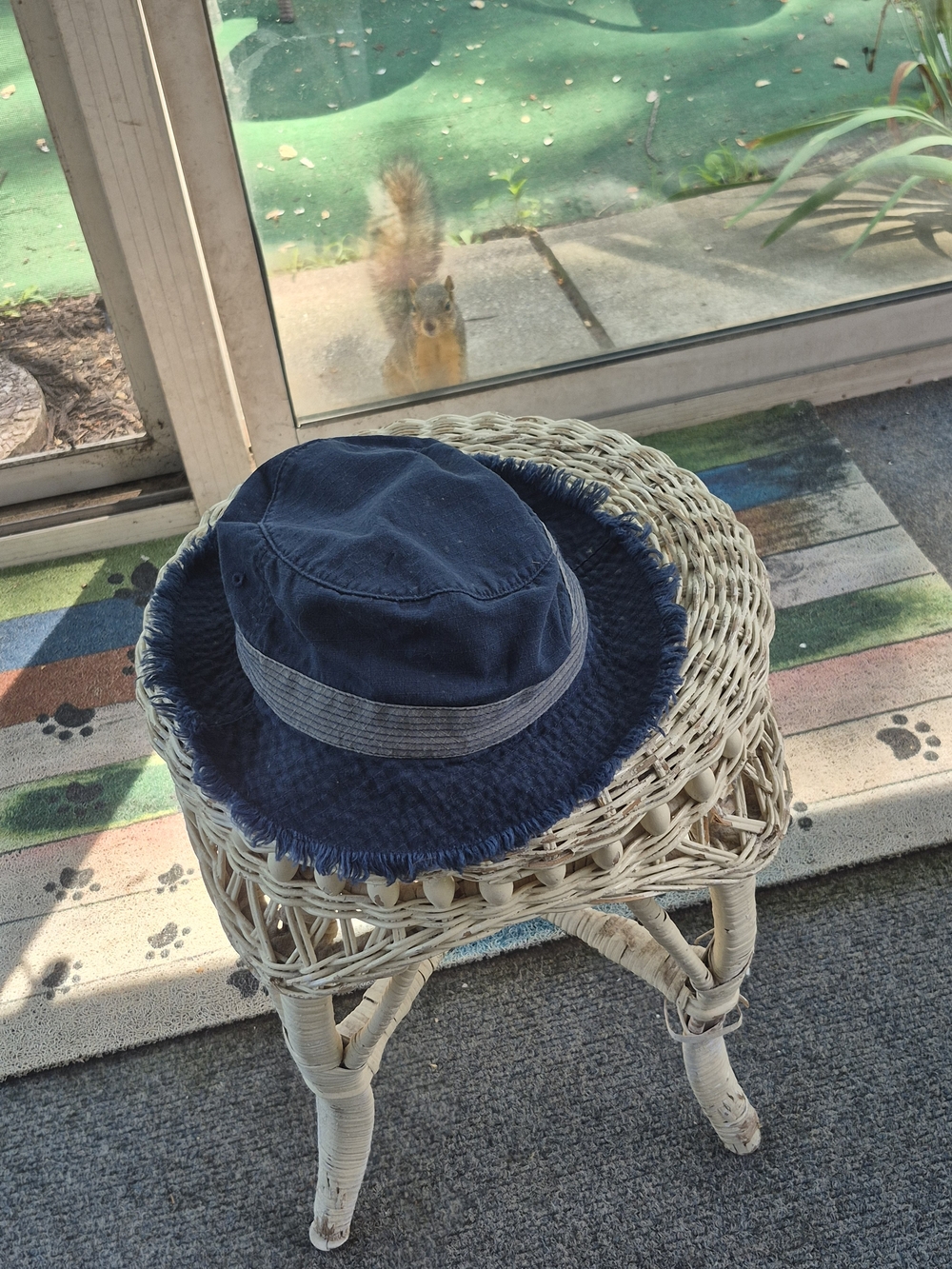Navy Blue Bucket Hat with Gray Band